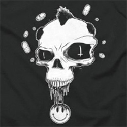 Black T Shirt Skull Pill