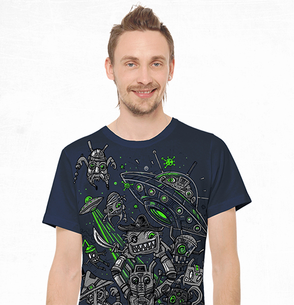 T-Shirt Space Pirates Bleu