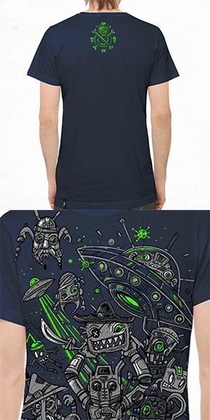 T-Shirt Space Pirates Bleu